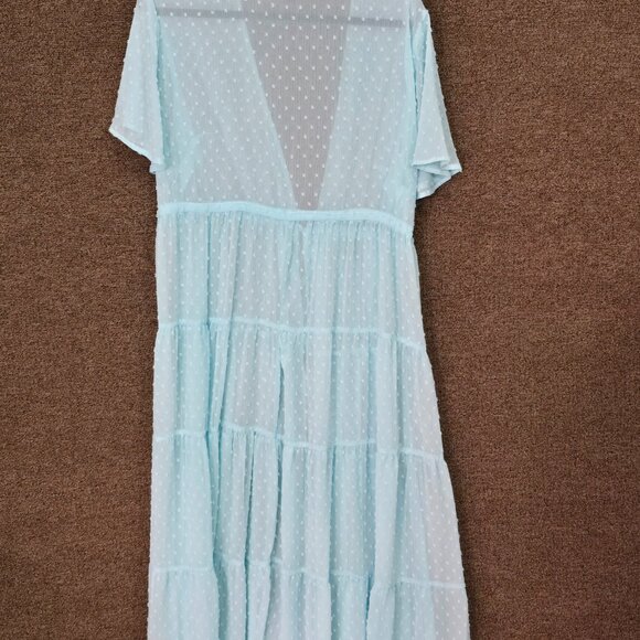 Torrid Clip Dot Tiered Kimono Light Blue Sz 1 Pre Owned - Picture 7 of 7